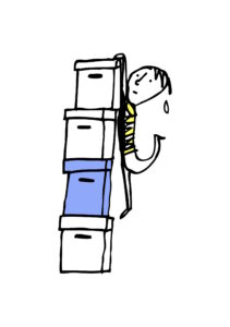 verhuisdozen stapel lavendel